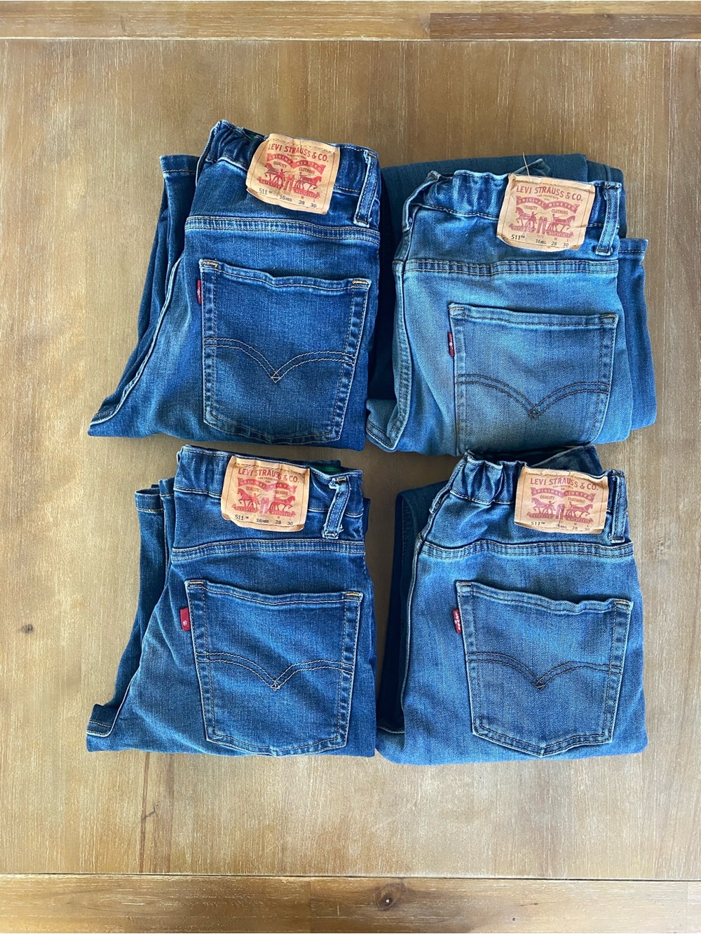 Levi's Boys 511 Blue Denim Jeans - Lot of 4 pairs Medium blue